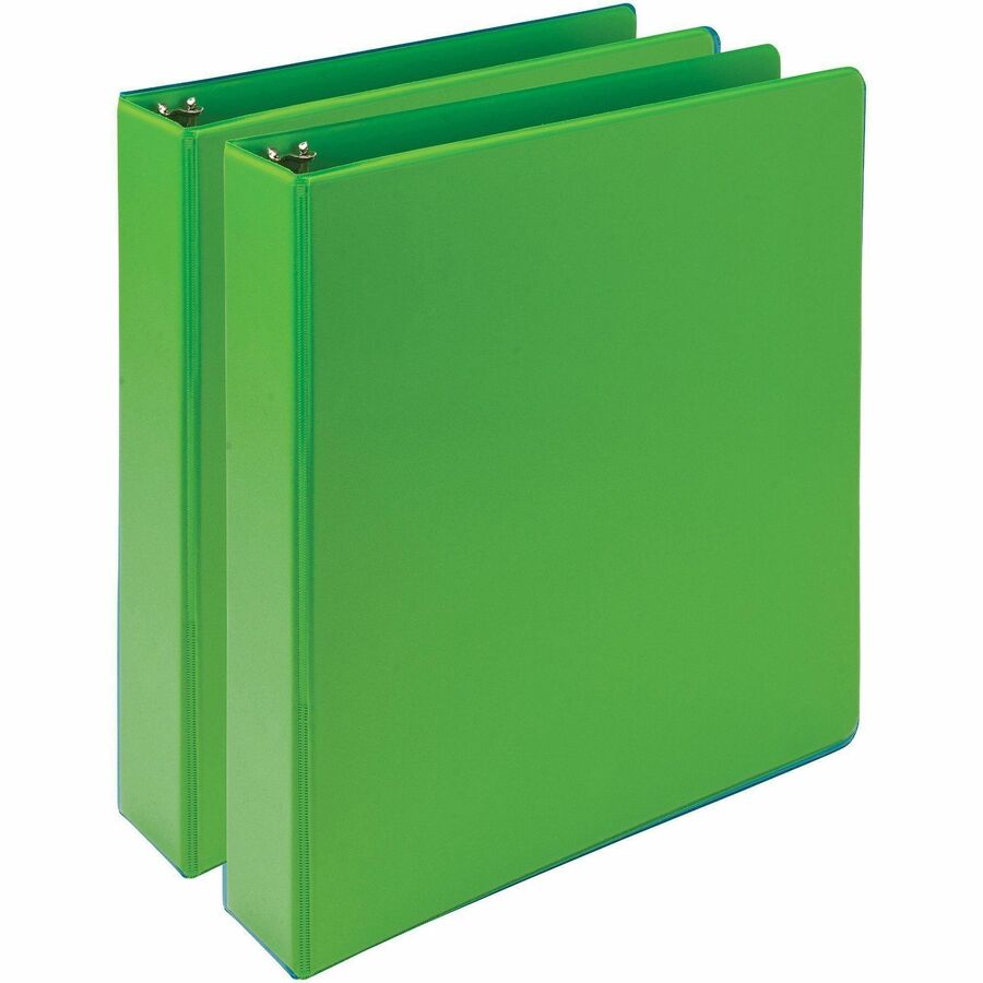 Image of Samsill® Earth's Choice Plant-Based Economy Round Ring View Binders, 3 Rings, 1.5" Capacity, 11 x 8.5, Lime, 2/Pack