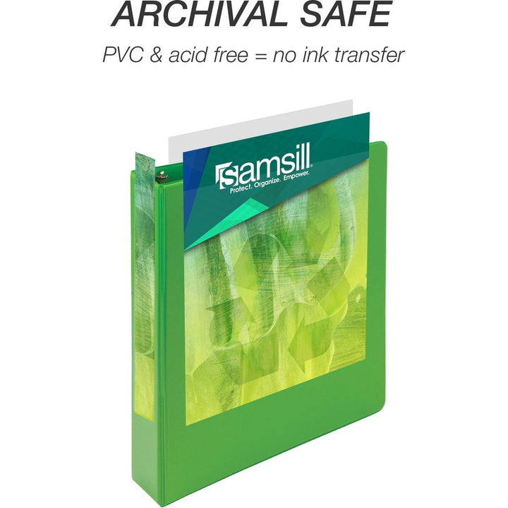 Image of Samsill® Earth's Choice Plant-Based Economy Round Ring View Binders, 3 Rings, 1.5" Capacity, 11 x 8.5, Lime, 2/Pack