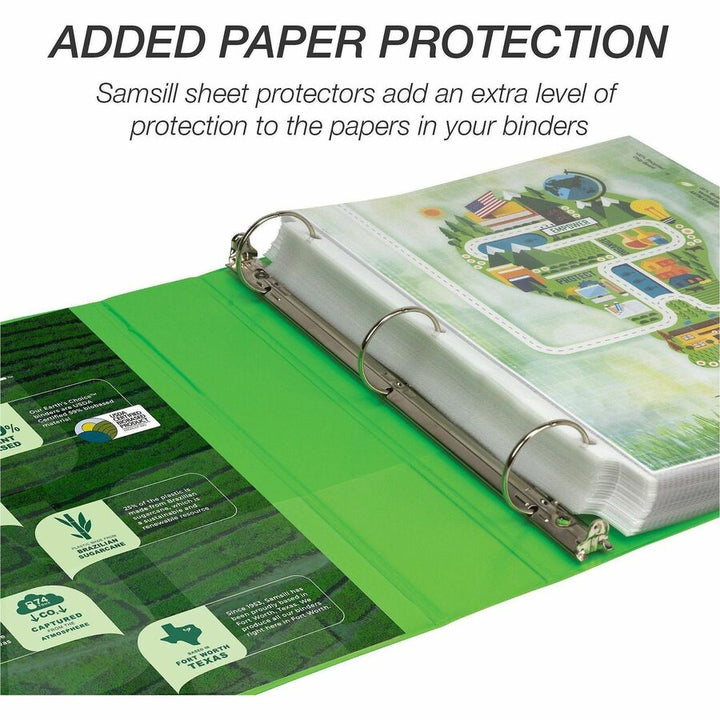 Image of Samsill® Earth's Choice Plant-Based Economy Round Ring View Binders, 3 Rings, 1.5" Capacity, 11 x 8.5, Lime, 2/Pack