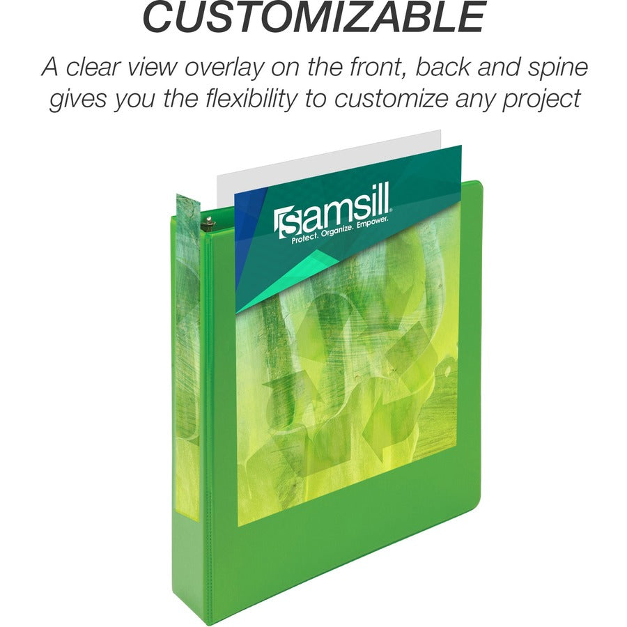 Image of Samsill® Earth's Choice Plant-Based Economy Round Ring View Binders, 3 Rings, 1.5" Capacity, 11 x 8.5, Lime, 2/Pack