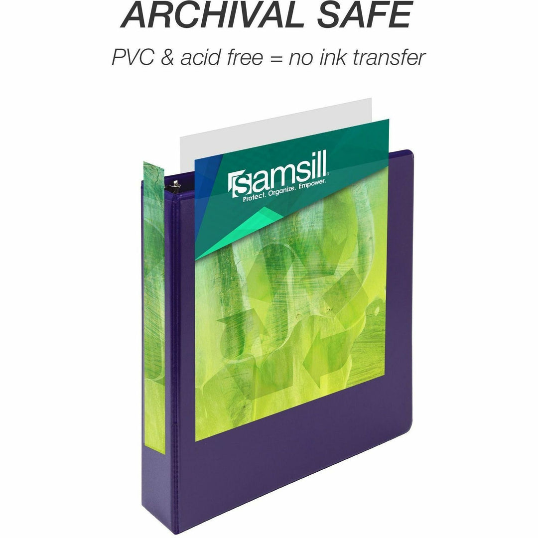 Image of Samsill® Earth's Choice Plant-Based Economy Round Ring View Binders, 3 Rings, 1.5" Capacity, 11 x 8.5, Purple, 2/Pack