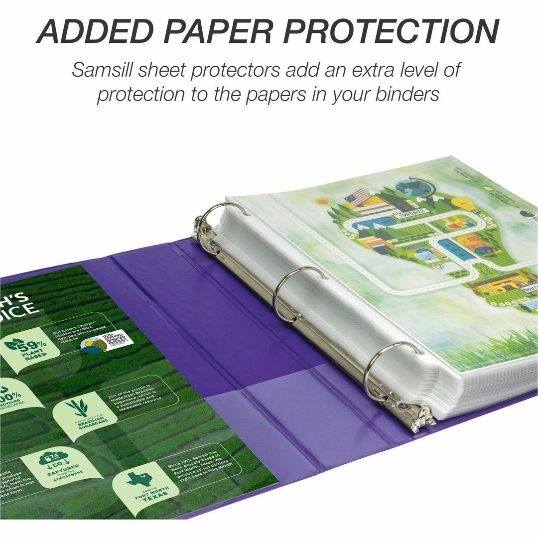 Image of Samsill® Earth's Choice Plant-Based Economy Round Ring View Binders, 3 Rings, 1.5" Capacity, 11 x 8.5, Purple, 2/Pack