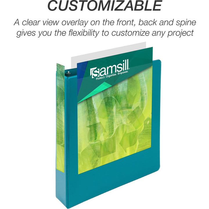 Image of Samsill® Earth's Choice Plant-Based Economy Round Ring View Binders, 3 Rings, 1.5" Capacity, 11 x 8.5, Teal, 2/Pack