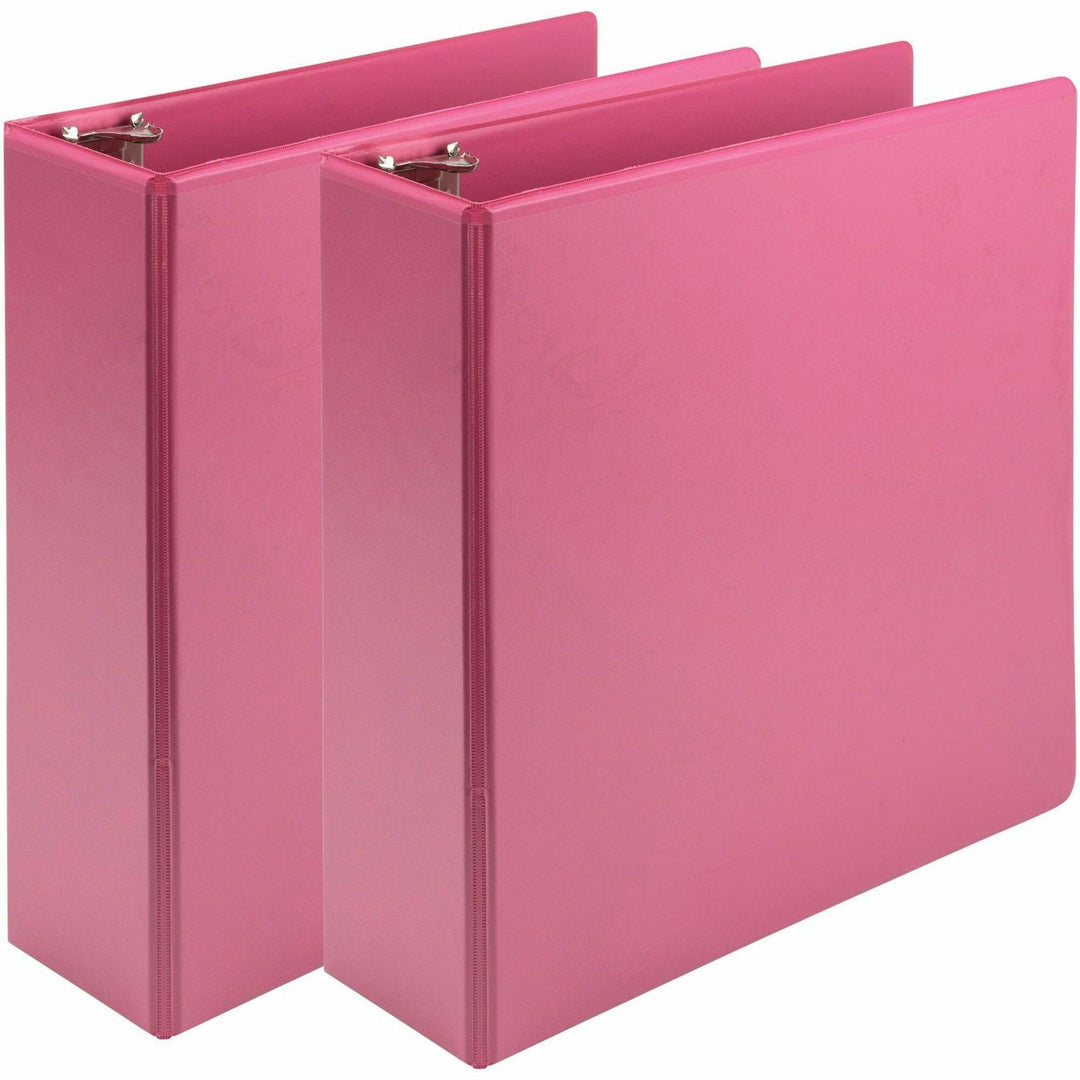 Image of Samsill® Earth's Choice Plant-Based Economy Round Ring View Binders, 3 Rings, 3" Capacity, 11 x 8.5, Pink, 2/Pack