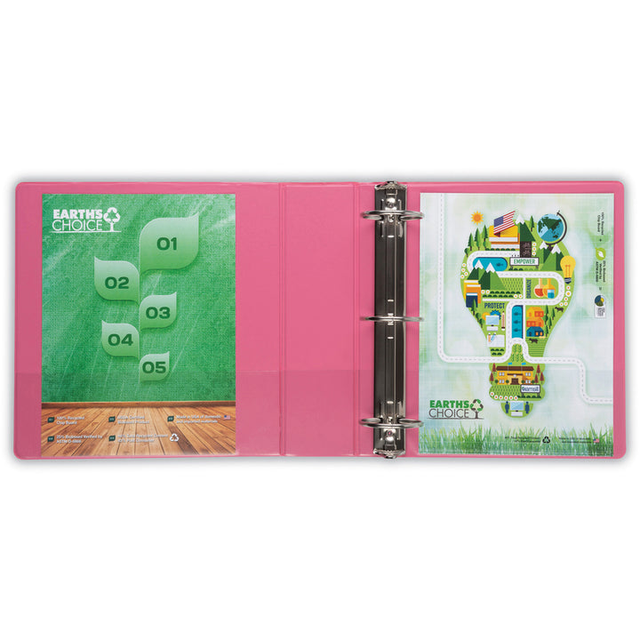 Image of Samsill® Earth's Choice Plant-Based Economy Round Ring View Binders, 3 Rings, 3" Capacity, 11 x 8.5, Pink, 2/Pack