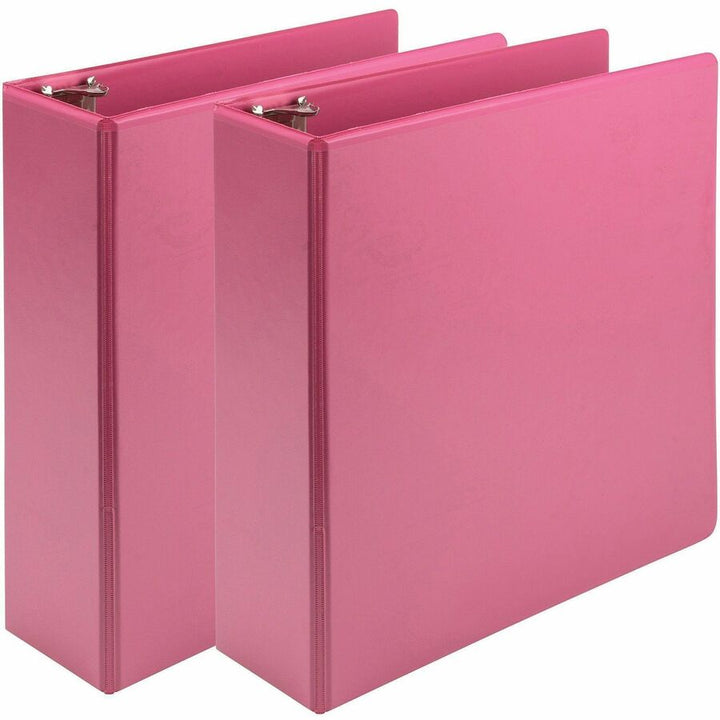 Image of Samsill® Earth's Choice Plant-Based Economy Round Ring View Binders, 3 Rings, 3" Capacity, 11 x 8.5, Pink, 2/Pack