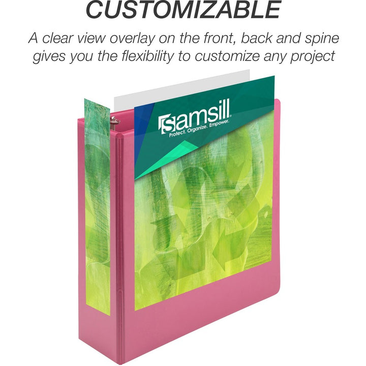 Image of Samsill® Earth's Choice Plant-Based Economy Round Ring View Binders, 3 Rings, 3" Capacity, 11 x 8.5, Pink, 2/Pack
