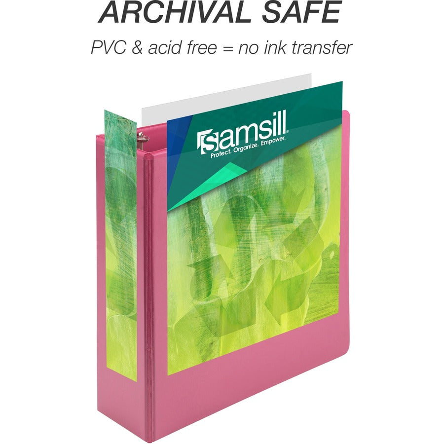 Image of Samsill® Earth's Choice Plant-Based Economy Round Ring View Binders, 3 Rings, 3" Capacity, 11 x 8.5, Pink, 2/Pack
