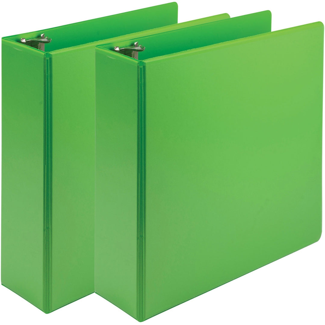 Image of Samsill® Earth's Choice Plant-Based Economy Round Ring View Binders, 3 Rings, 3" Capacity, 11 x 8.5, Lime, 2/Pack