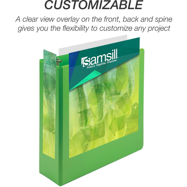 Image of Samsill® Earth's Choice Plant-Based Economy Round Ring View Binders, 3 Rings, 3" Capacity, 11 x 8.5, Lime, 2/Pack
