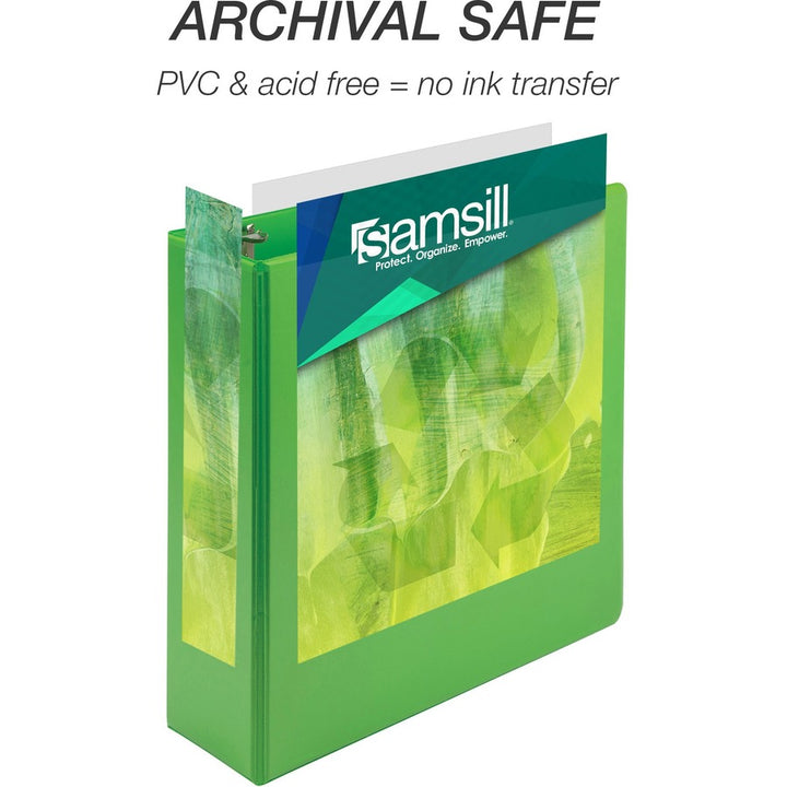 Image of Samsill® Earth's Choice Plant-Based Economy Round Ring View Binders, 3 Rings, 3" Capacity, 11 x 8.5, Lime, 2/Pack