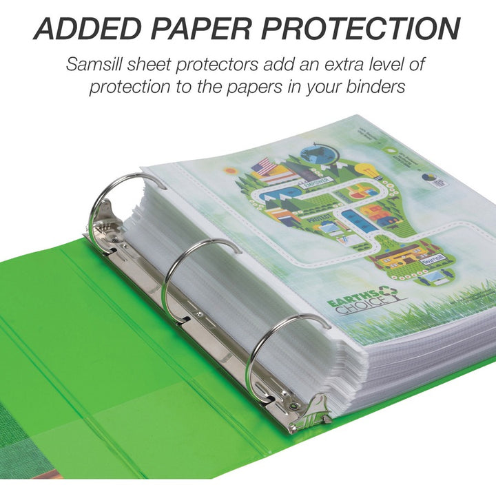 Image of Samsill® Earth's Choice Plant-Based Economy Round Ring View Binders, 3 Rings, 3" Capacity, 11 x 8.5, Lime, 2/Pack