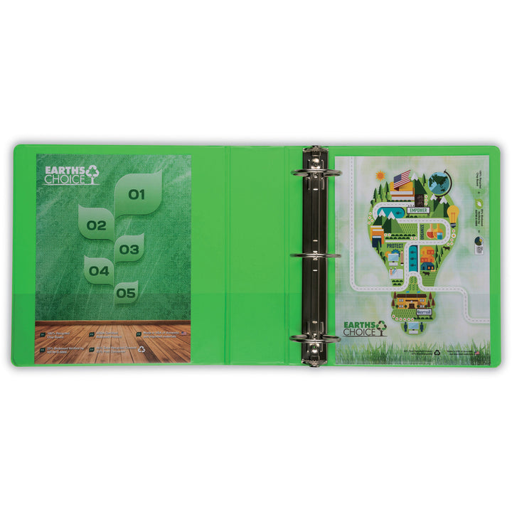 Image of Samsill® Earth's Choice Plant-Based Economy Round Ring View Binders, 3 Rings, 3" Capacity, 11 x 8.5, Lime, 2/Pack