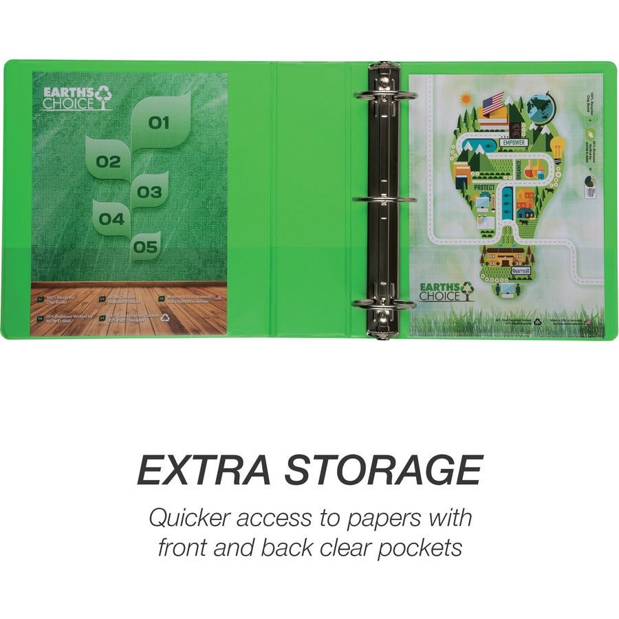 Image of Samsill® Earth's Choice Plant-Based Economy Round Ring View Binders, 3 Rings, 3" Capacity, 11 x 8.5, Lime, 2/Pack