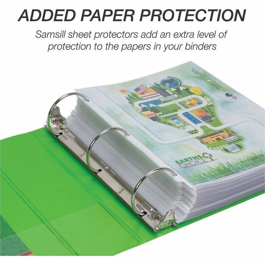 Image of Samsill® Earth's Choice Plant-Based Economy Round Ring View Binders, 3 Rings, 3" Capacity, 11 x 8.5, Lime, 2/Pack
