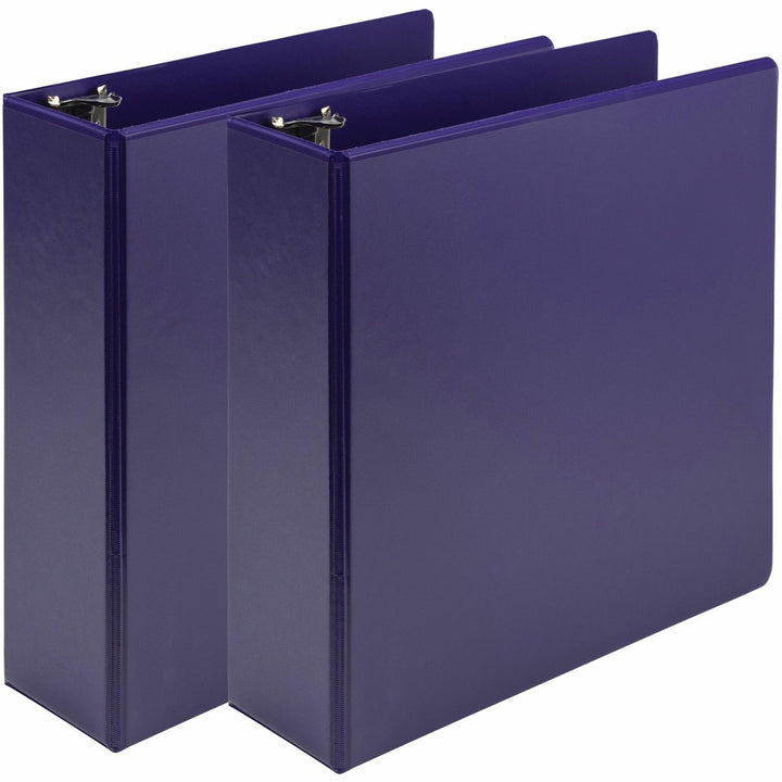 Image of Samsill® Earth's Choice Plant-Based Economy Round Ring View Binders, 3 Rings, 3" Capacity, 11 x 8.5, Purple, 2/Pack