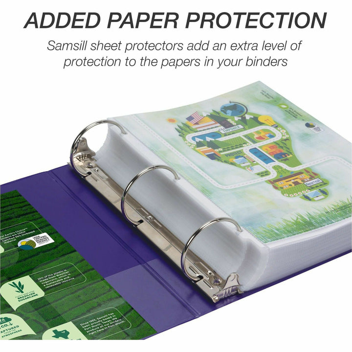 Image of Samsill® Earth's Choice Plant-Based Economy Round Ring View Binders, 3 Rings, 3" Capacity, 11 x 8.5, Purple, 2/Pack