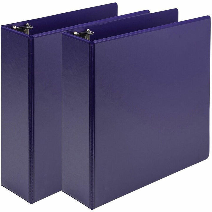 Image of Samsill® Earth's Choice Plant-Based Economy Round Ring View Binders, 3 Rings, 3" Capacity, 11 x 8.5, Purple, 2/Pack