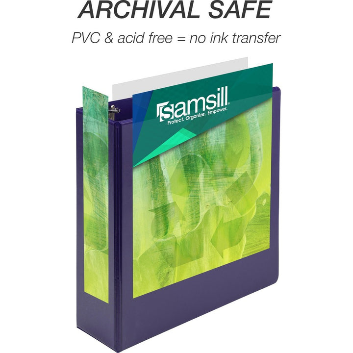 Image of Samsill® Earth's Choice Plant-Based Economy Round Ring View Binders, 3 Rings, 3" Capacity, 11 x 8.5, Purple, 2/Pack