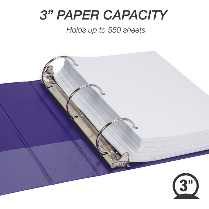 Image of Samsill® Earth's Choice Plant-Based Economy Round Ring View Binders, 3 Rings, 3" Capacity, 11 x 8.5, Purple, 2/Pack