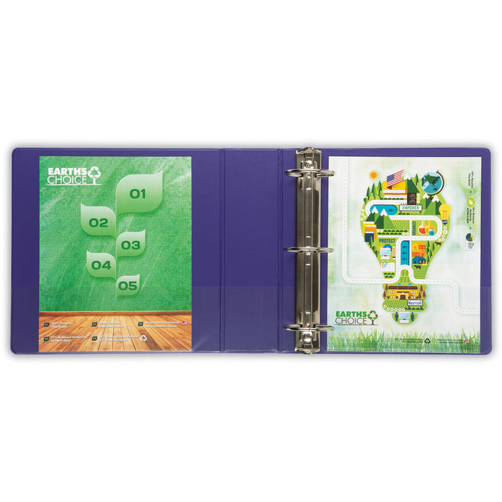 Image of Samsill® Earth's Choice Plant-Based Economy Round Ring View Binders, 3 Rings, 3" Capacity, 11 x 8.5, Purple, 2/Pack
