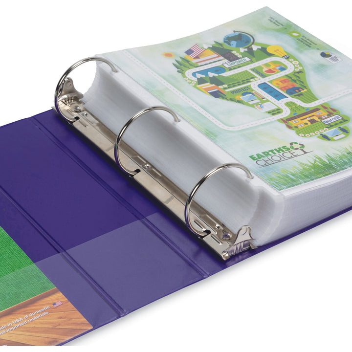 Image of Samsill® Earth's Choice Plant-Based Economy Round Ring View Binders, 3 Rings, 3" Capacity, 11 x 8.5, Purple, 2/Pack