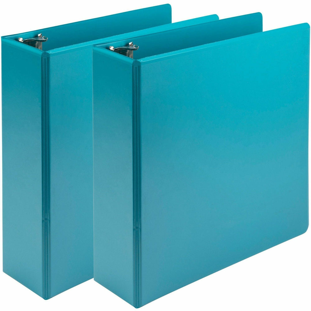 Image of Samsill® Earth's Choice Plant-Based Economy Round Ring View Binders, 3 Rings, 3" Capacity, 11 x 8.5, Teal, 2/Pack