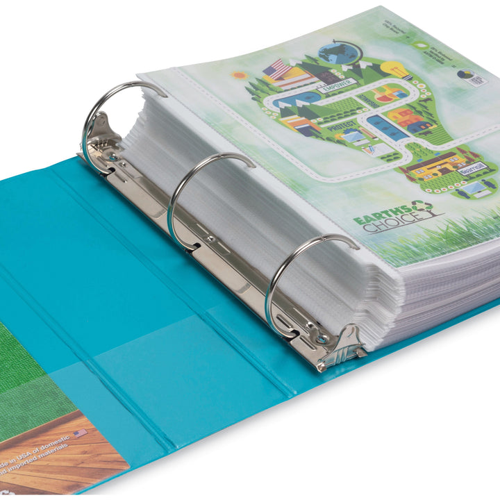 Image of Samsill® Earth's Choice Plant-Based Economy Round Ring View Binders, 3 Rings, 3" Capacity, 11 x 8.5, Teal, 2/Pack