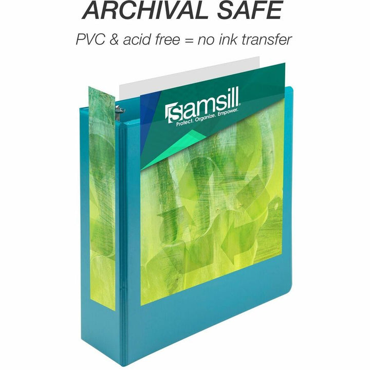 Image of Samsill® Earth's Choice Plant-Based Economy Round Ring View Binders, 3 Rings, 3" Capacity, 11 x 8.5, Teal, 2/Pack