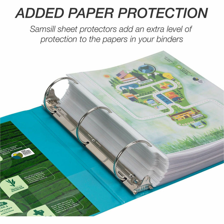 Image of Samsill® Earth's Choice Plant-Based Economy Round Ring View Binders, 3 Rings, 3" Capacity, 11 x 8.5, Teal, 2/Pack