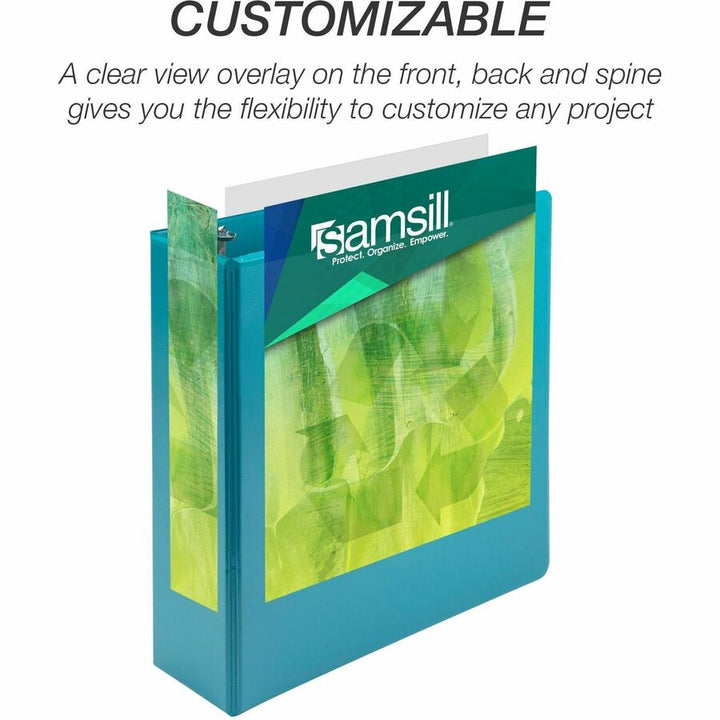 Image of Samsill® Earth's Choice Plant-Based Economy Round Ring View Binders, 3 Rings, 3" Capacity, 11 x 8.5, Teal, 2/Pack