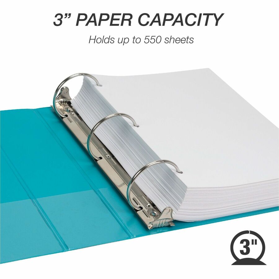 Image of Samsill® Earth's Choice Plant-Based Economy Round Ring View Binders, 3 Rings, 3" Capacity, 11 x 8.5, Teal, 2/Pack