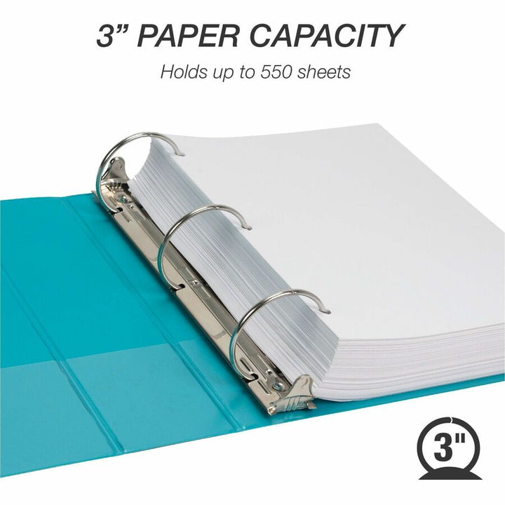 Image of Samsill® Earth's Choice Plant-Based Economy Round Ring View Binders, 3 Rings, 3" Capacity, 11 x 8.5, Teal, 2/Pack