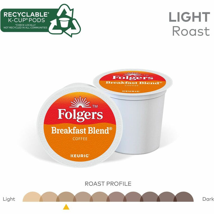 Image of Folgers® 3451 Breakfast Blend Coffee, Compatible with Keurig K-Cup Brewer, Mild, K-Cup, Breakfast Blend, Kosher, 24 / Box