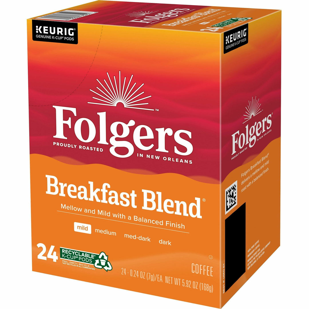Image of Folgers® 3451 Breakfast Blend Coffee, Compatible with Keurig K-Cup Brewer, Mild, K-Cup, Breakfast Blend, Kosher, 24 / Box