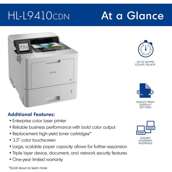 Image of Brother Workhorse HL-L9410CDN Enterprise Color Laser Printer