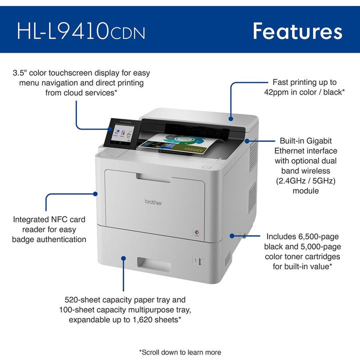 Image of Brother Workhorse HL-L9410CDN Enterprise Color Laser Printer