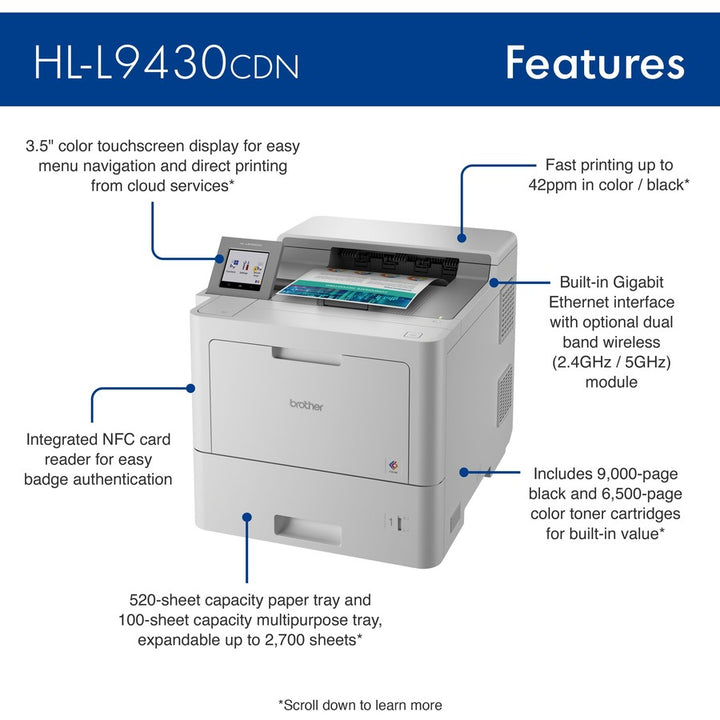 Image of Brother HLL9430CDN Workhorse HL-L9430CDN Enterprise Color Laser Printer