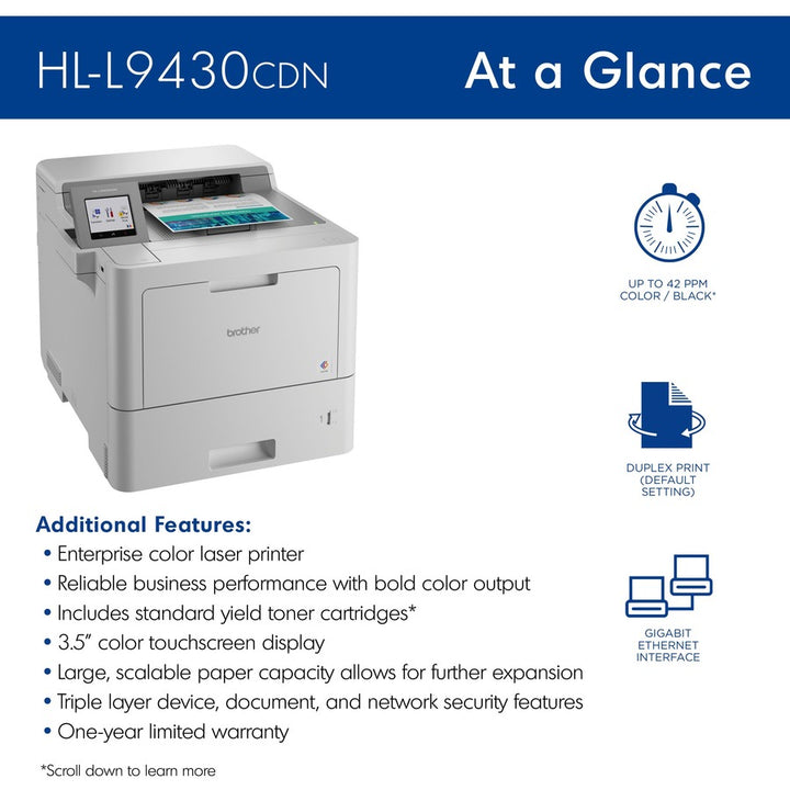 Image of Brother HLL9430CDN Workhorse HL-L9430CDN Enterprise Color Laser Printer