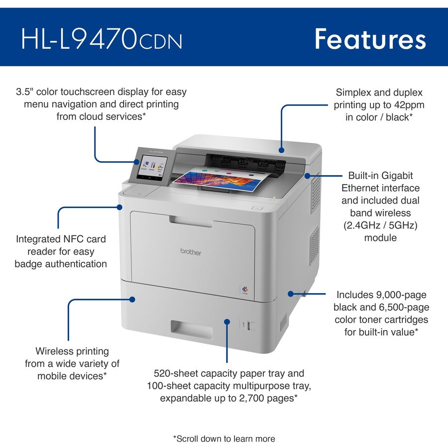 Image of Brother HLL9470CDN Workhorse HL-L9470CDN Enterprise Color Laser Printer