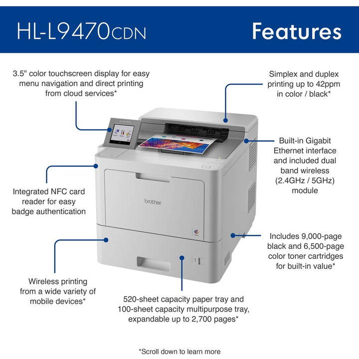 Image of Brother HLL9470CDN Workhorse HL-L9470CDN Enterprise Color Laser Printer