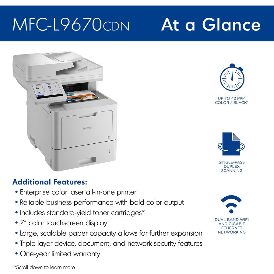 Image of Brother MFCL9670CDN Workhorse MFC-L9670CDN Enterprise Color Laser All-in-One Printer