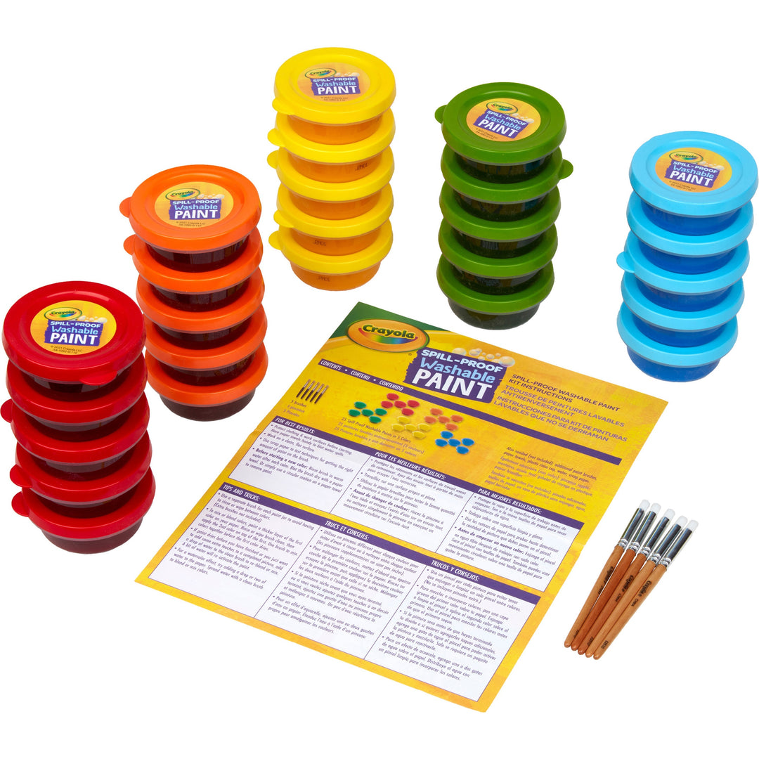 Image of Crayola® Spill Proof Washable Paints, 5 Colors, 1.4 oz Cups, 5 Sets/Carton