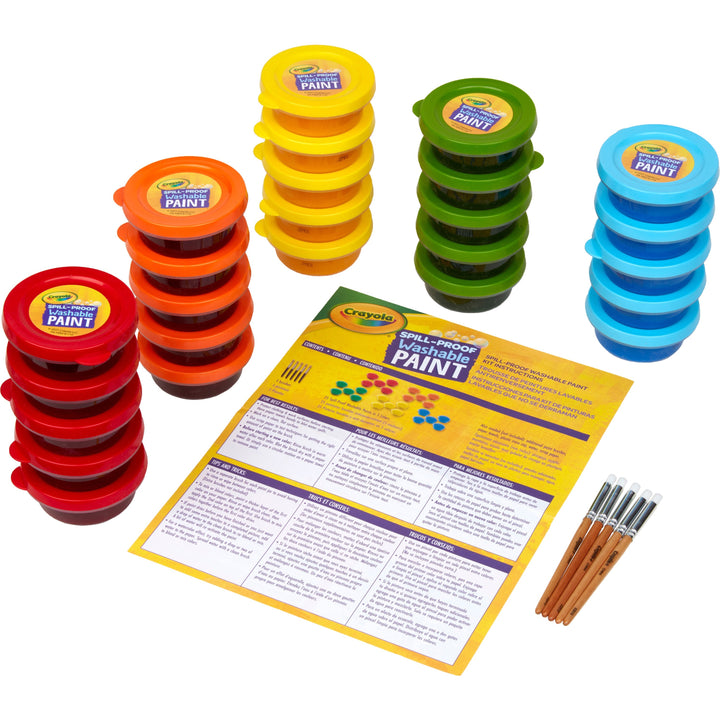 Image of Crayola® Spill Proof Washable Paints, 5 Colors, 1.4 oz Cups, 5 Sets/Carton