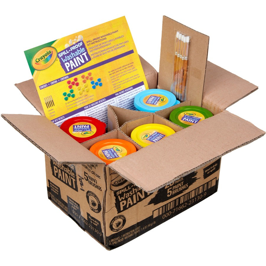 Image of Crayola® Spill Proof Washable Paints, 5 Colors, 1.4 oz Cups, 5 Sets/Carton
