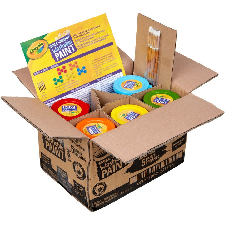 Image of Crayola® Spill Proof Washable Paints, 5 Colors, 1.4 oz Cups, 5 Sets/Carton