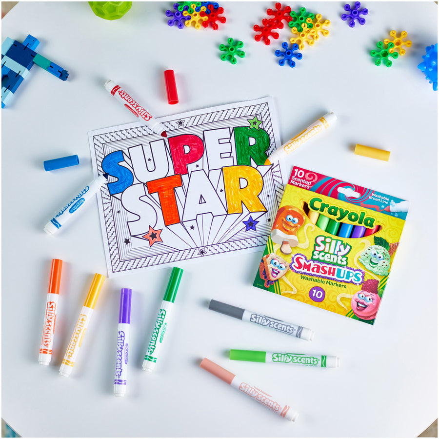Image of Crayola® Markers,Silly Scents Smash Ups,Broad,Washable,10/PK,AST