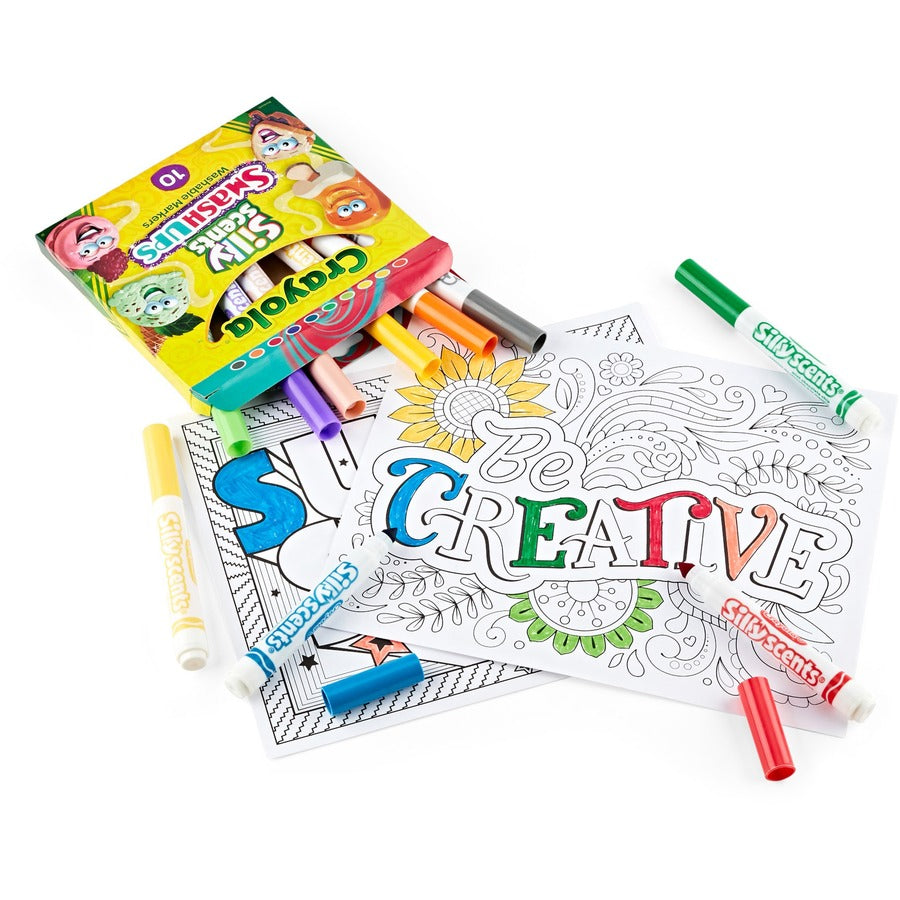 Image of Crayola® Markers,Silly Scents Smash Ups,Broad,Washable,10/PK,AST
