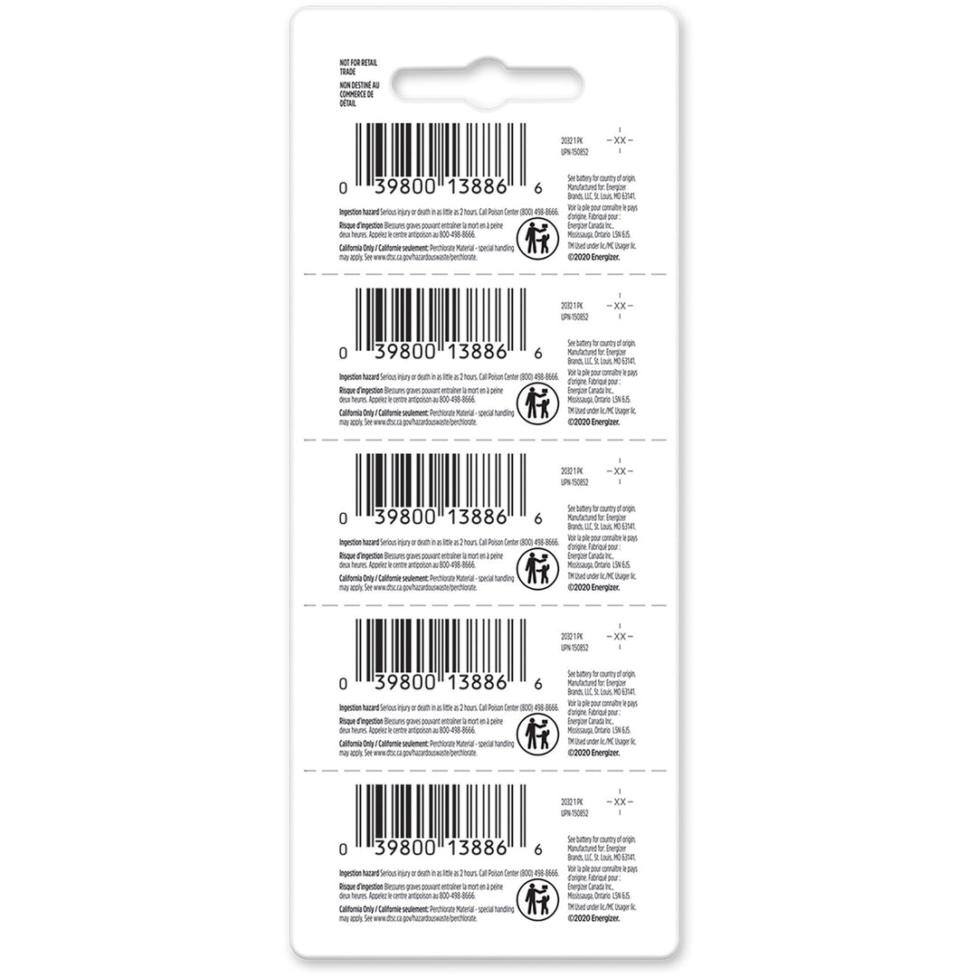 Image of Eveready® Batteries, Lithium, Industrial, 2032, 5/PK, 20PK/BX, Silver