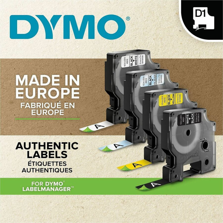 Image of Dymo 40910 D1 Electronic Tape Cartridge, 3/8" W x 23 ft Length, Rectangle, Thermal Transfer, Glossy, Black, Clear, Plastic, 1 Each